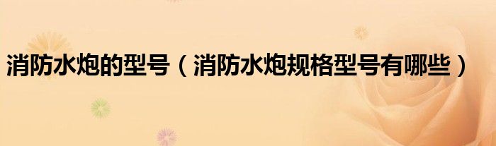 消防水炮的型號（消防水炮規(guī)格型號有哪些）