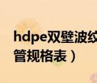 hdpe雙壁波紋管d315價格（hdpe雙壁波紋管規(guī)格表）