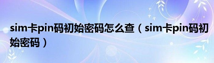 sim卡pin碼初始密碼怎么查（sim卡pin碼初始密碼）