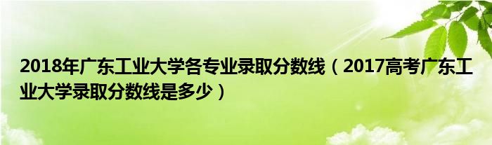 2018年廣東工業(yè)大學各專業(yè)錄取分數(shù)線（2017高考廣東工業(yè)大學錄取分數(shù)線是多少）