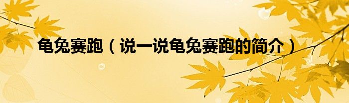 龜兔賽跑（說一說龜兔賽跑的簡介）