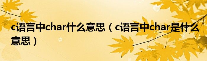 c語(yǔ)言中char什么意思（c語(yǔ)言中char是什么意思）