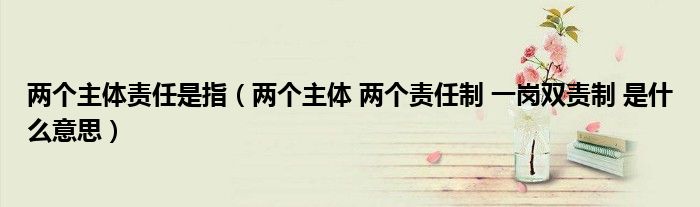 兩個主體責任是指（兩個主體 兩個責任制 一崗雙責制 是什么意思）