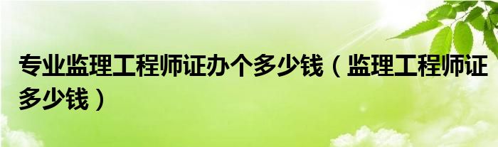 專業(yè)監(jiān)理工程師證辦個(gè)多少錢(qián)（監(jiān)理工程師證多少錢(qián)）