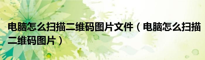 電腦怎么掃描二維碼圖片文件（電腦怎么掃描二維碼圖片）