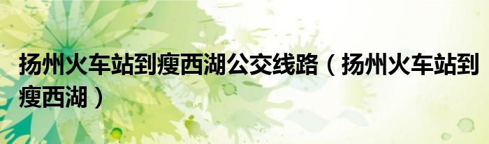 揚州火車站到瘦西湖公交線路（揚州火車站到瘦西湖）