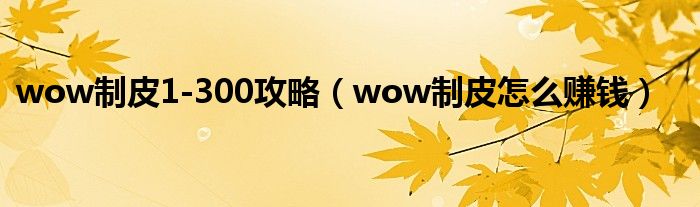 wow制皮1-300攻略（wow制皮怎么賺錢）