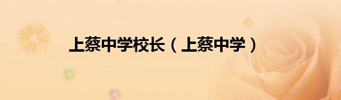 上蔡中學(xué)校長(zhǎng)（上蔡中學(xué)）