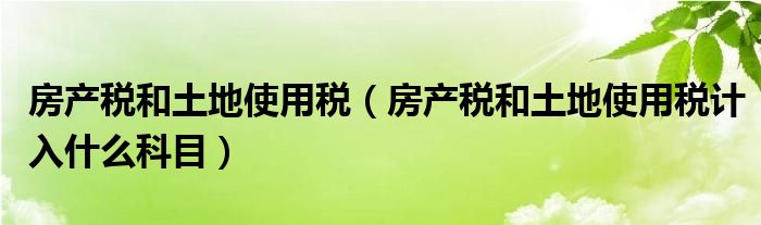 房產(chǎn)稅和土地使用稅（房產(chǎn)稅和土地使用稅計(jì)入什么科目）
