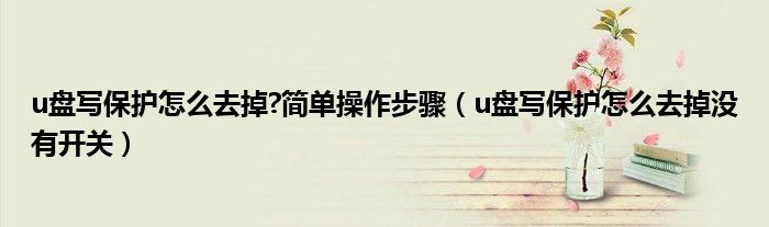 u盤寫保護(hù)怎么去掉?簡(jiǎn)單操作步驟（u盤寫保護(hù)怎么去掉沒有開關(guān)）