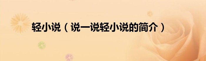 輕小說(shuō)（說(shuō)一說(shuō)輕小說(shuō)的簡(jiǎn)介）