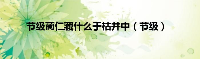 節(jié)級(jí)藺仁藏什么于枯井中（節(jié)級(jí)）