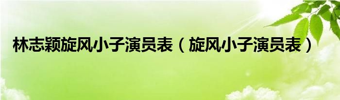 林志穎旋風(fēng)小子演員表（旋風(fēng)小子演員表）