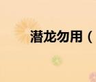 潛龍勿用（說一說潛龍勿用的簡介）