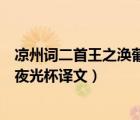 涼州詞二首王之渙葡萄美酒夜光杯（涼州詞王之渙葡萄美酒夜光杯譯文）