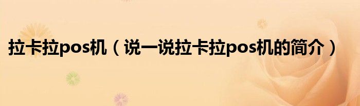 拉卡拉pos機(jī)（說一說拉卡拉pos機(jī)的簡介）