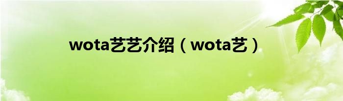 wota藝藝介紹（wota藝）