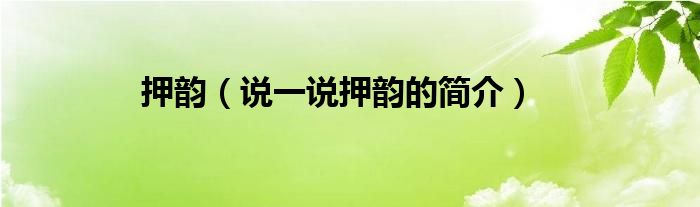 押韻（說一說押韻的簡介）
