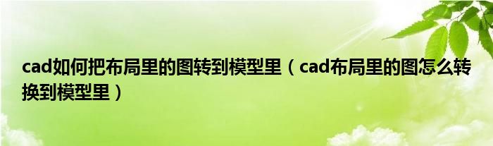 cad如何把布局里的圖轉(zhuǎn)到模型里（cad布局里的圖怎么轉(zhuǎn)換到模型里）