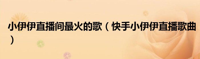 小伊伊直播間最火的歌（快手小伊伊直播歌曲）
