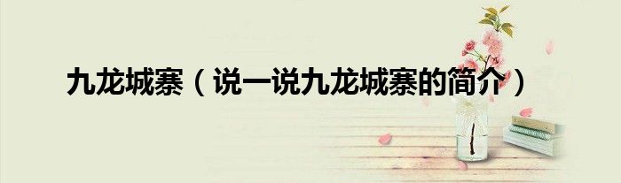九龍城寨（說(shuō)一說(shuō)九龍城寨的簡(jiǎn)介）