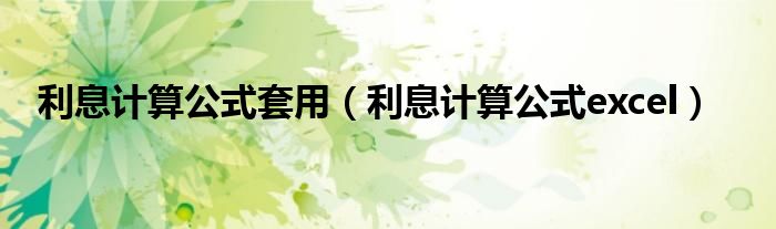 利息計(jì)算公式套用（利息計(jì)算公式excel）