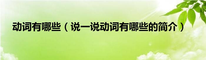 動(dòng)詞有哪些（說(shuō)一說(shuō)動(dòng)詞有哪些的簡(jiǎn)介）