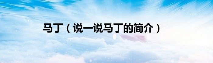 馬?。ㄕf(shuō)一說(shuō)馬丁的簡(jiǎn)介）