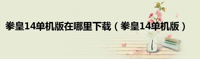 拳皇14單機(jī)版在哪里下載（拳皇14單機(jī)版）