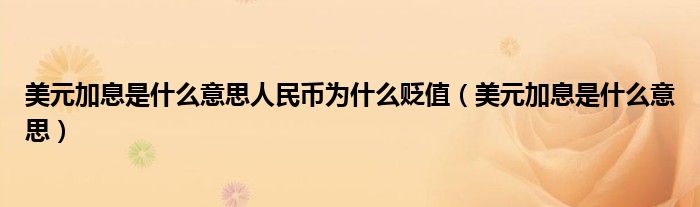 美元加息是什么意思人民幣為什么貶值（美元加息是什么意思）