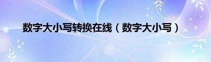 數(shù)字大小寫轉(zhuǎn)換在線（數(shù)字大小寫）