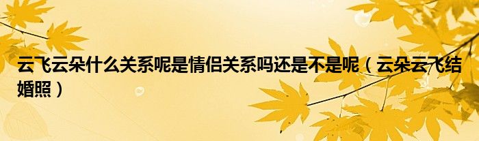 云飛云朵什么關(guān)系呢是情侶關(guān)系嗎還是不是呢（云朵云飛結(jié)婚照）