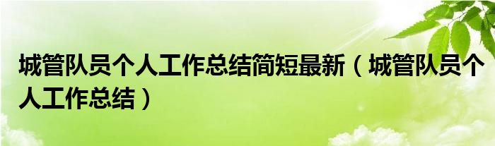 城管隊員個人工作總結(jié)簡短最新（城管隊員個人工作總結(jié)）