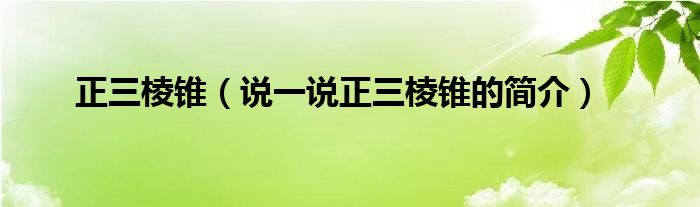 正三棱錐（說一說正三棱錐的簡(jiǎn)介）