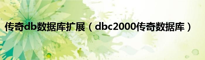 傳奇db數(shù)據(jù)庫擴(kuò)展（dbc2000傳奇數(shù)據(jù)庫）