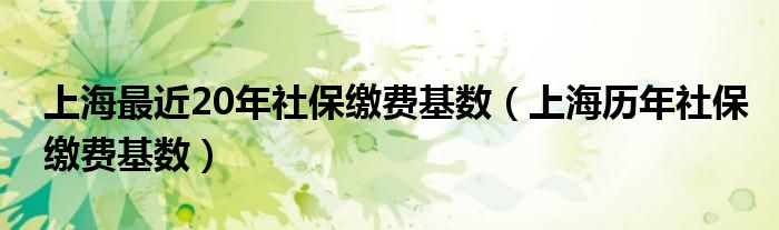 上海最近20年社保繳費(fèi)基數(shù)（上海歷年社保繳費(fèi)基數(shù)）