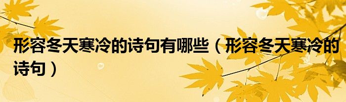 形容冬天寒冷的詩句有哪些（形容冬天寒冷的詩句）
