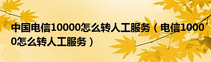 中國(guó)電信10000怎么轉(zhuǎn)人工服務(wù)（電信10000怎么轉(zhuǎn)人工服務(wù)）