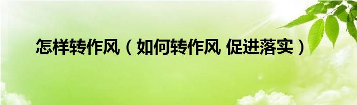 怎樣轉(zhuǎn)作風(fēng)（如何轉(zhuǎn)作風(fēng) 促進(jìn)落實(shí)）