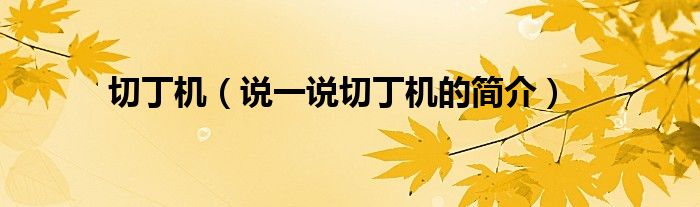 切丁機(jī)（說一說切丁機(jī)的簡介）