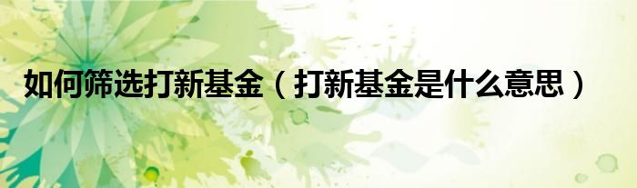 如何篩選打新基金（打新基金是什么意思）