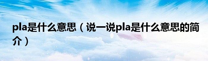 pla是什么意思（說一說pla是什么意思的簡介）