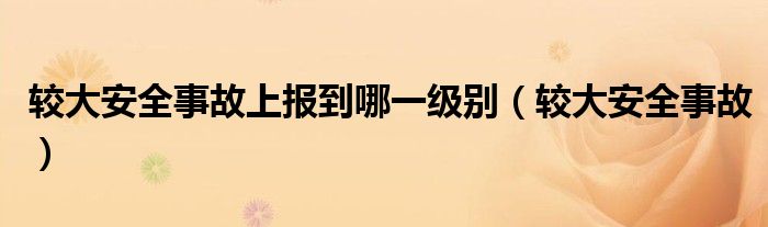 較大安全事故上報到哪一級別（較大安全事故）