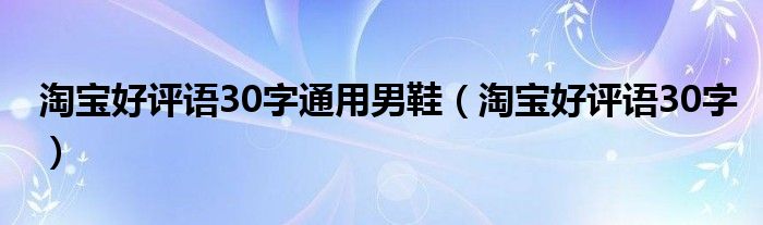 淘寶好評(píng)語30字通用男鞋（淘寶好評(píng)語30字）
