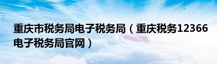 重慶市稅務(wù)局電子稅務(wù)局（重慶稅務(wù)12366電子稅務(wù)局官網(wǎng)）
