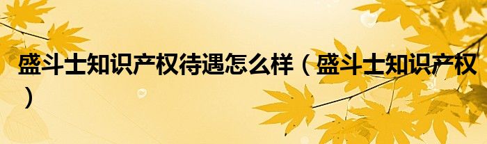 盛斗士知識(shí)產(chǎn)權(quán)待遇怎么樣（盛斗士知識(shí)產(chǎn)權(quán)）