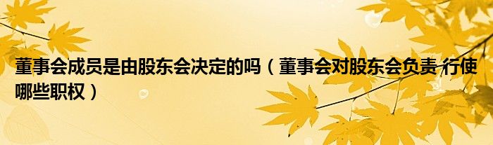 董事會(huì)成員是由股東會(huì)決定的嗎（董事會(huì)對(duì)股東會(huì)負(fù)責(zé) 行使哪些職權(quán)）