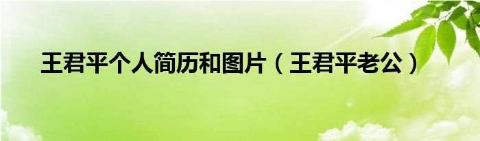 王君平個(gè)人簡(jiǎn)歷和圖片（王君平老公）