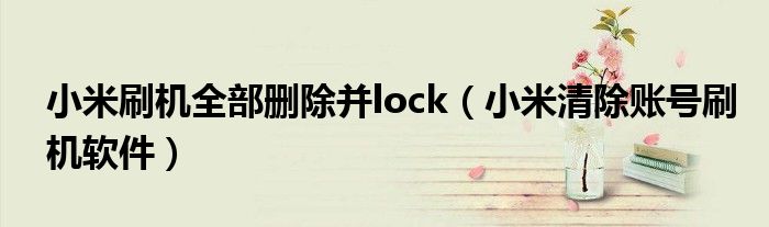 小米刷機(jī)全部刪除并lock（小米清除賬號(hào)刷機(jī)軟件）