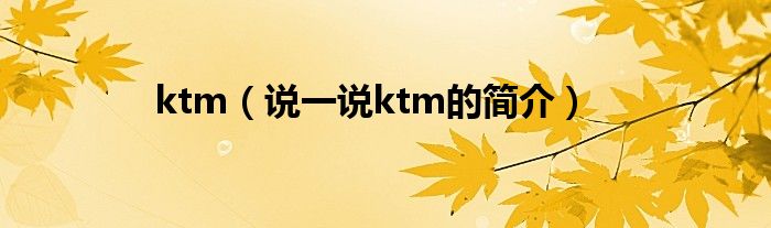 ktm（說一說ktm的簡(jiǎn)介）